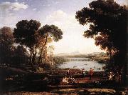 Claude Lorrain Landscape with Dancing Figures (The Mill) vg oil on canvas